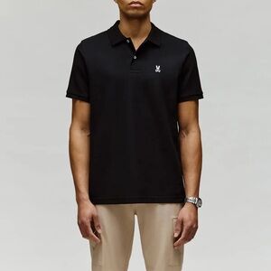 Psycho Bunny Classic Pique Polo Shirt Blk Men’s Short Sleeve XXS